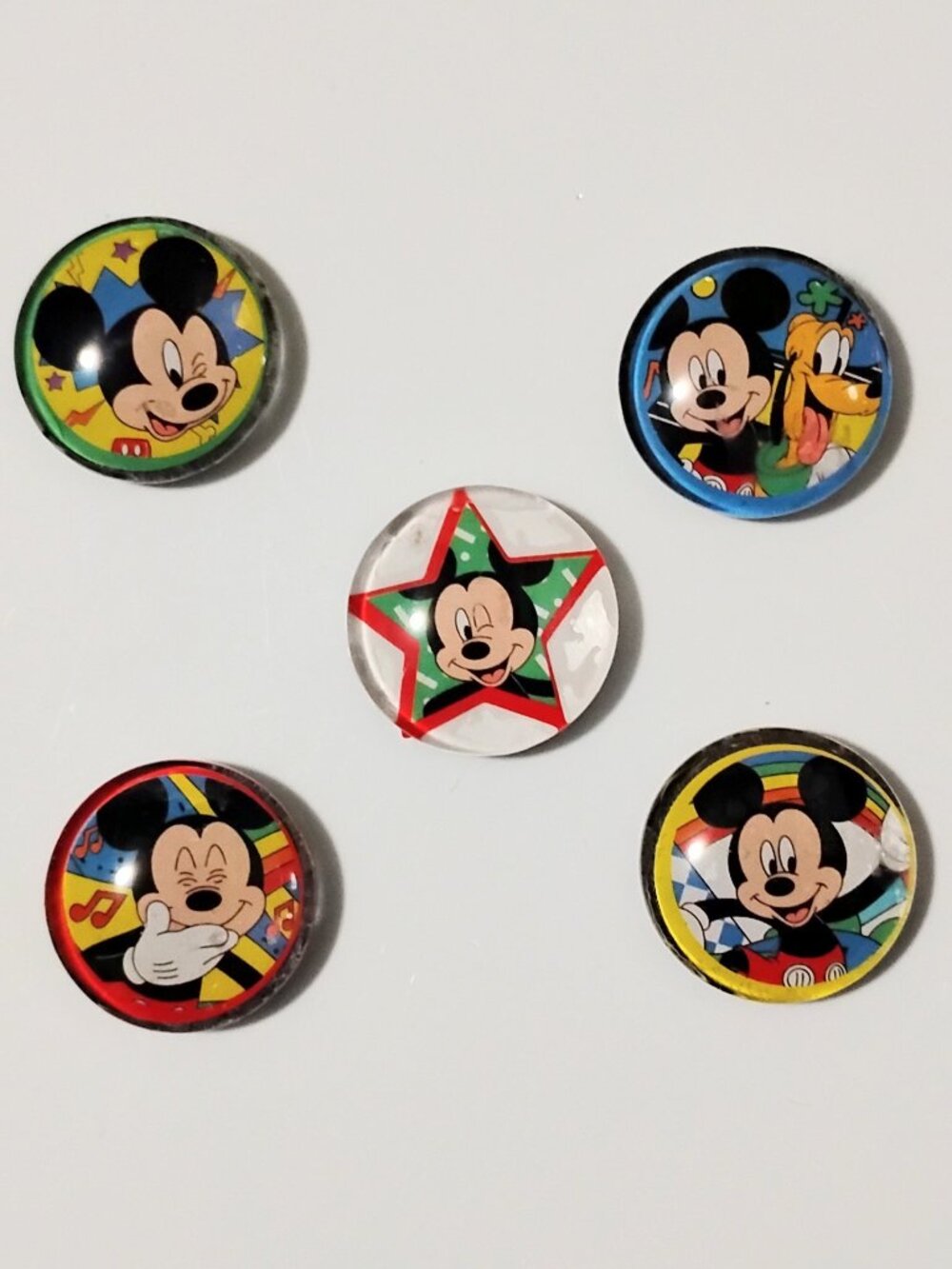 5 Pc Lot Fun Disney Inspired MICKEY MOUSE 1 Inch Glass Domed Fridge MAGNETS - Picture 1 of 3